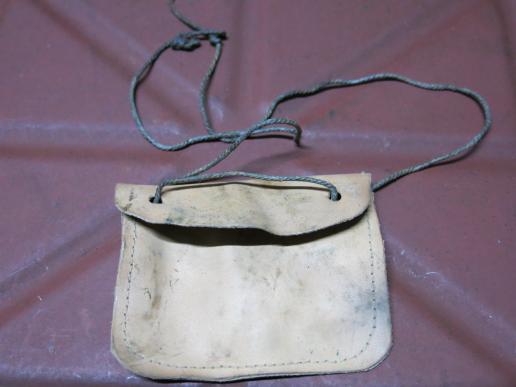 German Wehrmacht ID Tag Leather Pouch Complete. (3)