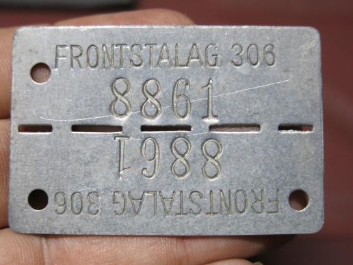 German ID Tag For POW FRONTSTALAG 306 Near Mint. (3)