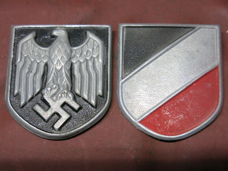 German Wehrmacht Set Of Eagle & Shield For Heer Pith Helmets. (6)