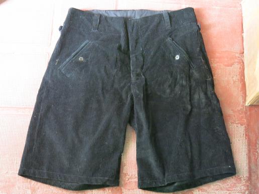 German Hitler Jugend Short Pants Black Corduroy Near Mint Condition.