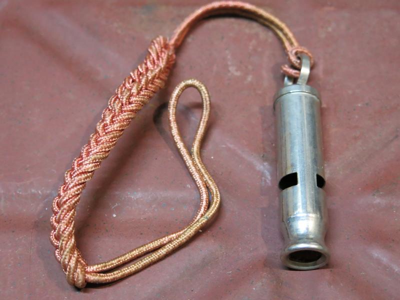 German Wehrmacht Whistle And Lanyard Panzer Pink. (5)