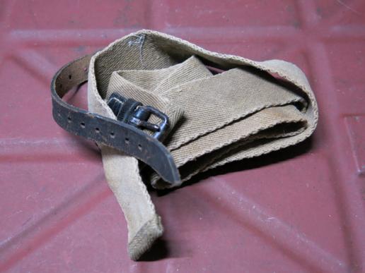German Wehrmacht Trousers Belt Cotton+Leather, Not Easy To Find Item. (3)