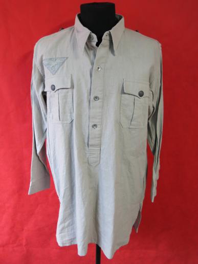 German Luftwaffe DAK Summer Light Cotton Shirt Blue Grey 1942 Rare And MINT. (20)
