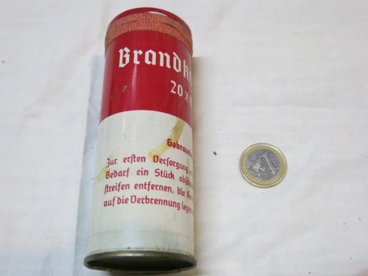 German Wehrmacht Medical Brandkompresse In Metal Pot Still Sealed.