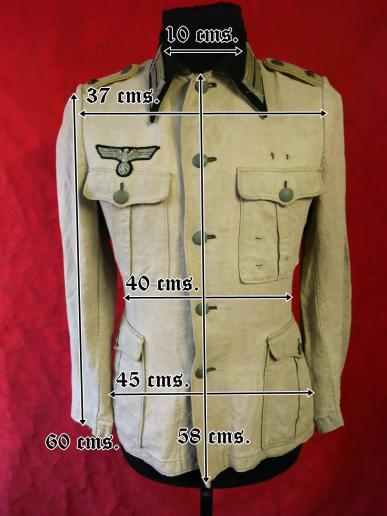 German Heer Infanterie Infantry Officer Summer Cotton Cloth Bleached Out Jacket. (50)