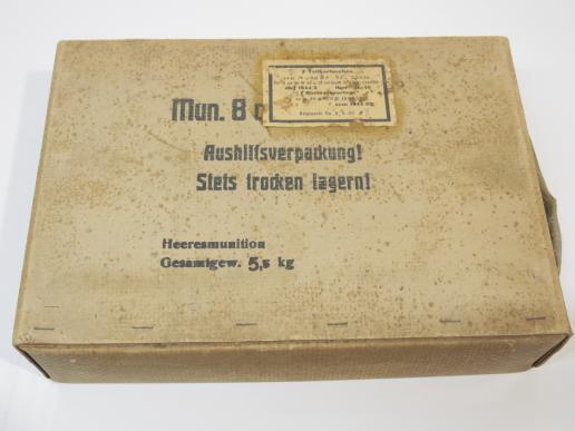 German Wehrmacht 12 cm Granaten Werfer 42 Teilkartuschen Cardboard Box Dated 9 April 1945!!!!