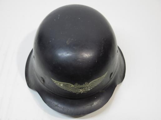 German Luftschutz M42 Helmet Dark Blue Paint In Extra Nice Condition And Mega Hard To Find.