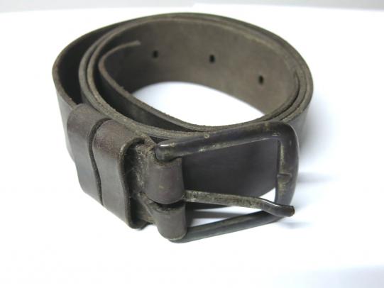 German Bund Deutscher Mädel BDM Belt In Brown Leather With Brass Buckle, Hard To Find. (10)