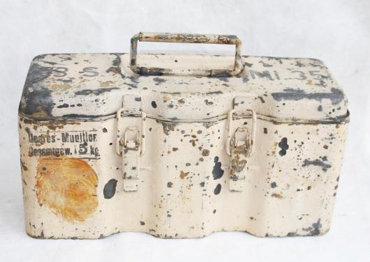 German Wehrmacht 3 S. Mi. 35 Metal Box In White Colour From Fabric 1944!!!!