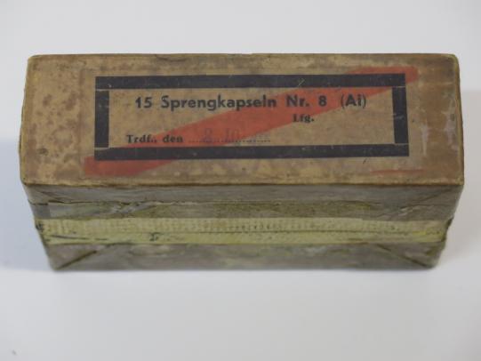 German Wehrmacht Sprengkapseln Nr. 8 Full Box 1942 Very Rare, Inert.
