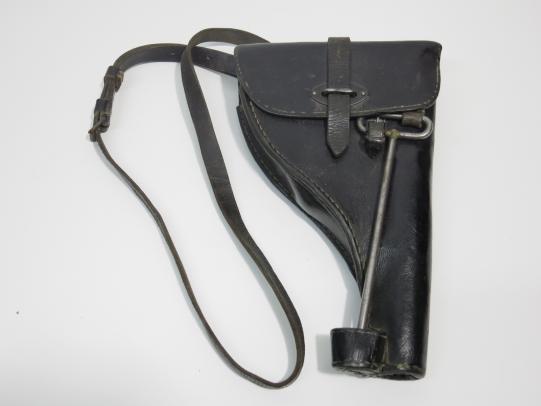 German Wehrmacht Flare Gun Complete Set Of Holster, Shoulder Strap And Cleaning Rod Untouched 1941.