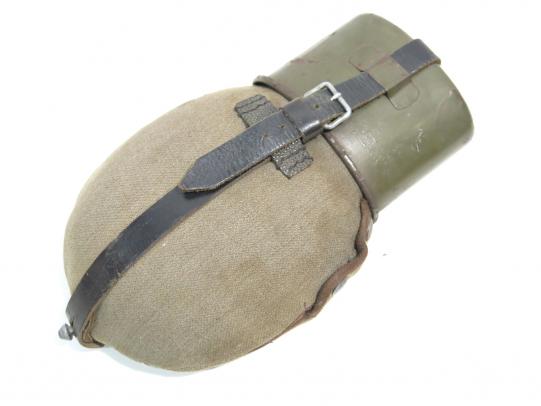 German Wehrmacht Feldflasche M42 Canteen Late War With Canvas Cover MN 1944 Matching.