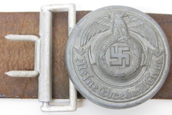 German Waffen SS Officer Leather Belt And Buckle, Complete Set, Wonderful Part II.