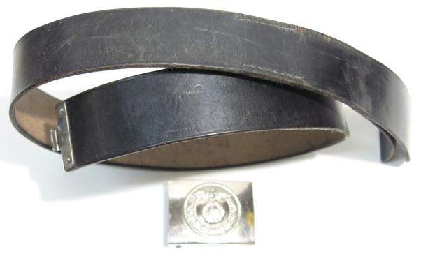 German NSKK EM Leather Belt And Buckle Matching Set, Wonderful.