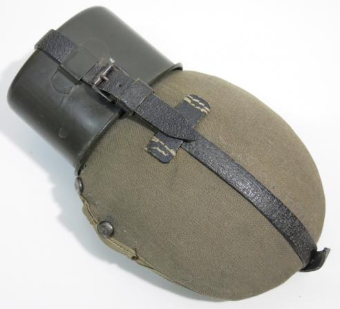 German Wehrmacht Feldflasche M42 Steel Canteen Late War With Gabardine Cover SMM/AEMA 1944 Matching.