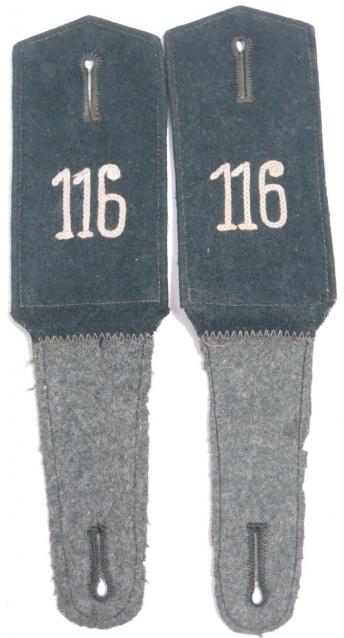 German Wehrmacht Schulterklappen Early M36 Pointed Style Shoulder Boards 116 Embroidered.