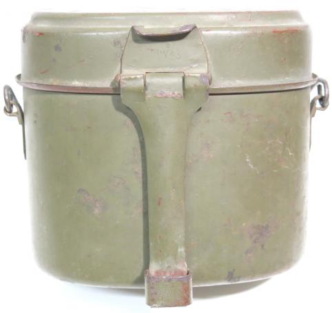 German Wehrmacht Kochgeschirr M42 Red Enamel Inside Steel Mess Kit OHW 43 Matching, Rare Maker....