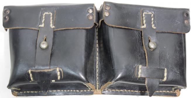 German Wehrmacht Magazines Pouch For G43 In Black Prestoff Leather bla 1944 Marked And Mint.