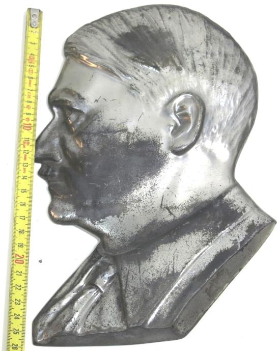 Adolf Hitler Wall Plate Relief/Silhouette Unused To Be Mounted On A Wood Plate.