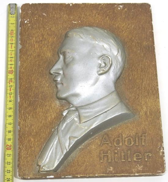 Adolf Hitler Wall Plate Relief/Silhouette White Plaster Made.