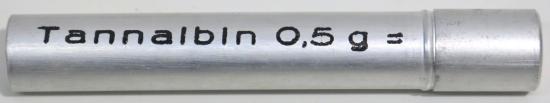 German Wehrmacht Sanitär Aluminium Tablettenröhrchen Medical Pills Tube Tannalbin 0.5 g, Empty.