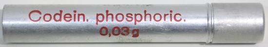 German Wehrmacht Sanitär Aluminium Tablettenröhrchen Medical Pills Tube Codein. Phosphoric. 0,03 g, Empty.