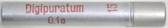German Wehrmacht Sanitär Aluminium Tablettenröhrchen Medical Pills Tube Digipuratum 0,1 g, Empty.