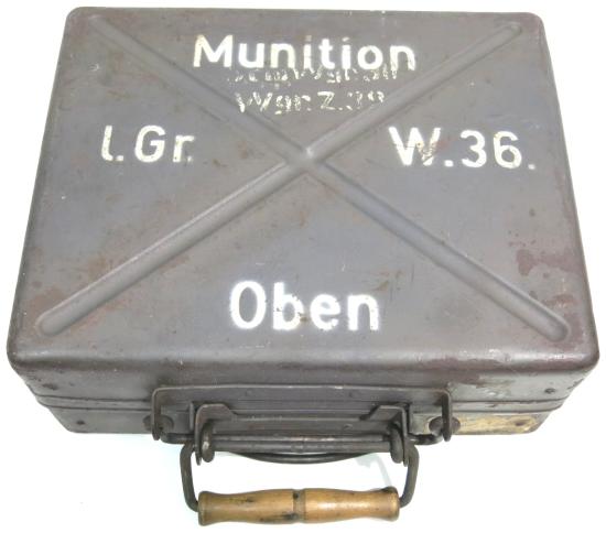 German Wehrmacht 5 cm leichter Granatwerfer 36, (5 cm leGrW 36), 5 cm Mortar Box Early Box In Early Camo Paint Scheme: Feldgrau, Luftwaffe Grey And Light Brown, Extremelly Nice.