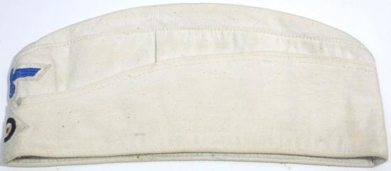 German Kriegsmarine Feldmütze EM Side Cap White Cotton 1942 Size 56, Rare. (40)