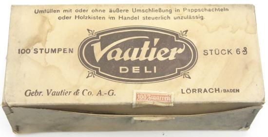 German Wehrmacht Vautíer DELI Sleeve 10 Stumpen Ten Cheroot Unopened.