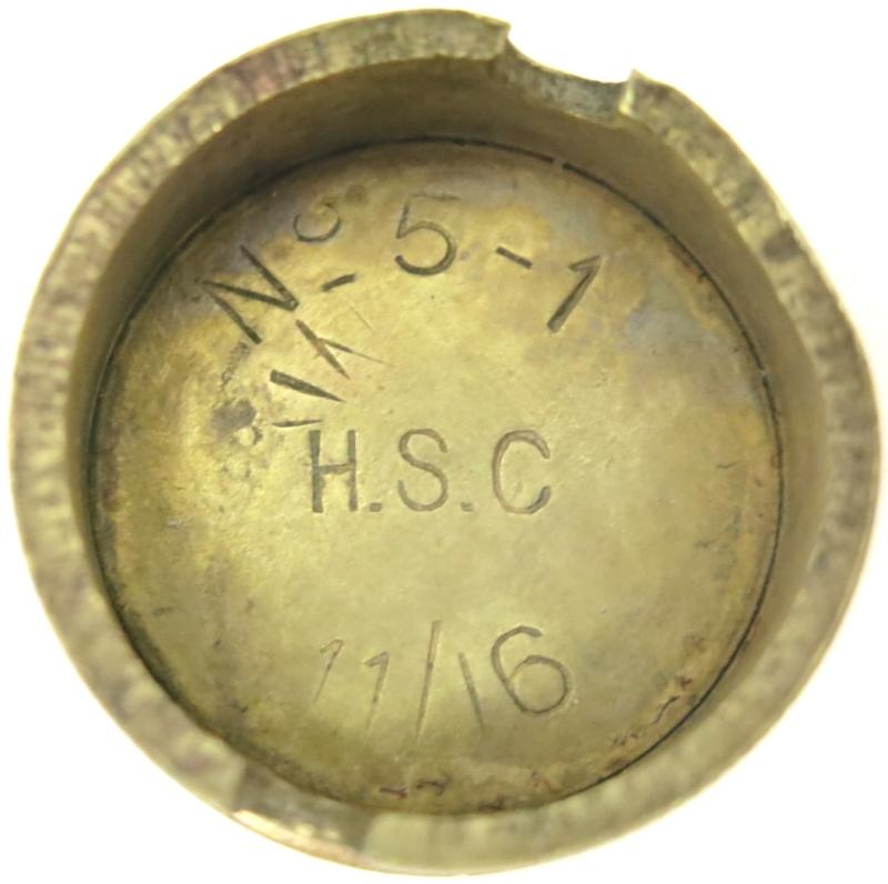 British WWI Mills Nº 5 - 1 Base Plug H.S.C 11/16 In Brass.