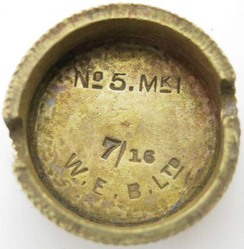 British WWI Mills Nº 5 MKI Base Plug W. E. B. LTD 7/16 In Brass.