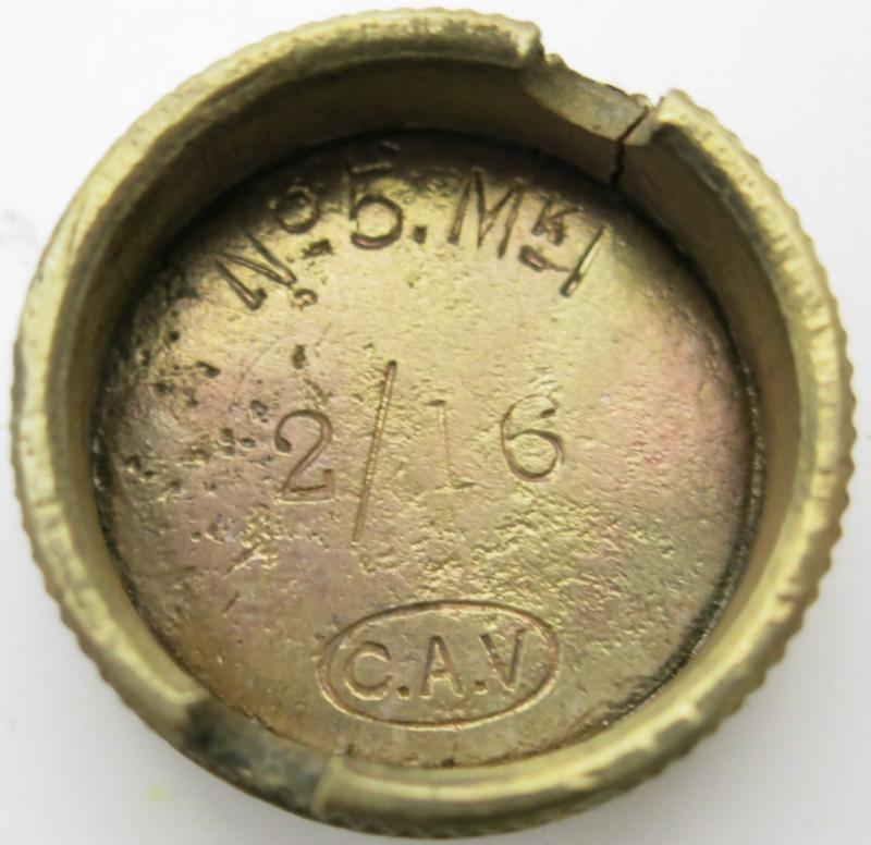 British WWI Mills Nº 5 MKI Base Plug C. A. V 2/16 In Brass.