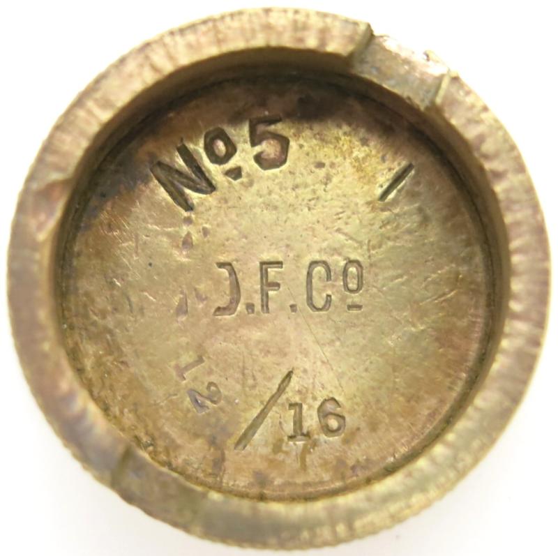 British WWI Mills Nº 5 I Base Plug D.F.Cº 12/16 In Brass.