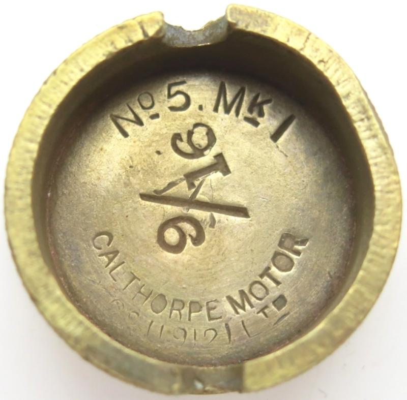 British WWI Mills Nº 5. MK I Base Plug 9/16 CALTHORPE MOTOR LTD In Brass.
