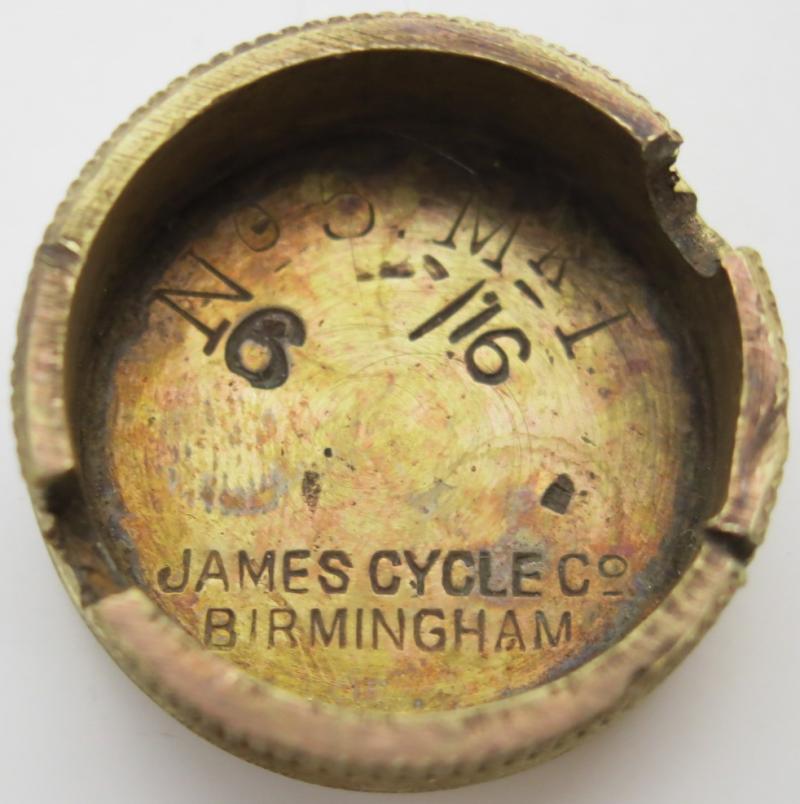 British WWI Mills Nº 5. MK I Base Plug 6/16 JAMES CYCLE Cº BIRMINGHAM In Brass.