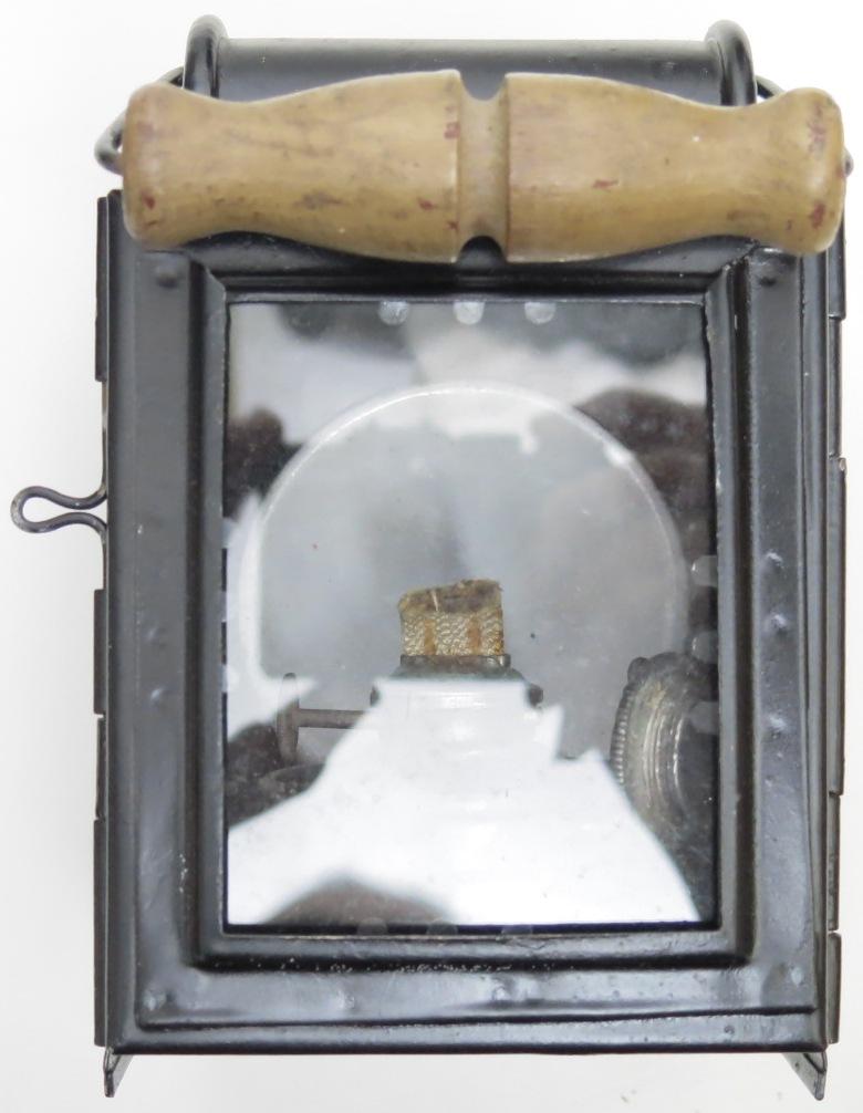 German Wehrmacht Karbid Lamp Einheitslaterne Stahl Last Ditch In Black Enamel With The Matching Small Petrol Lighter.