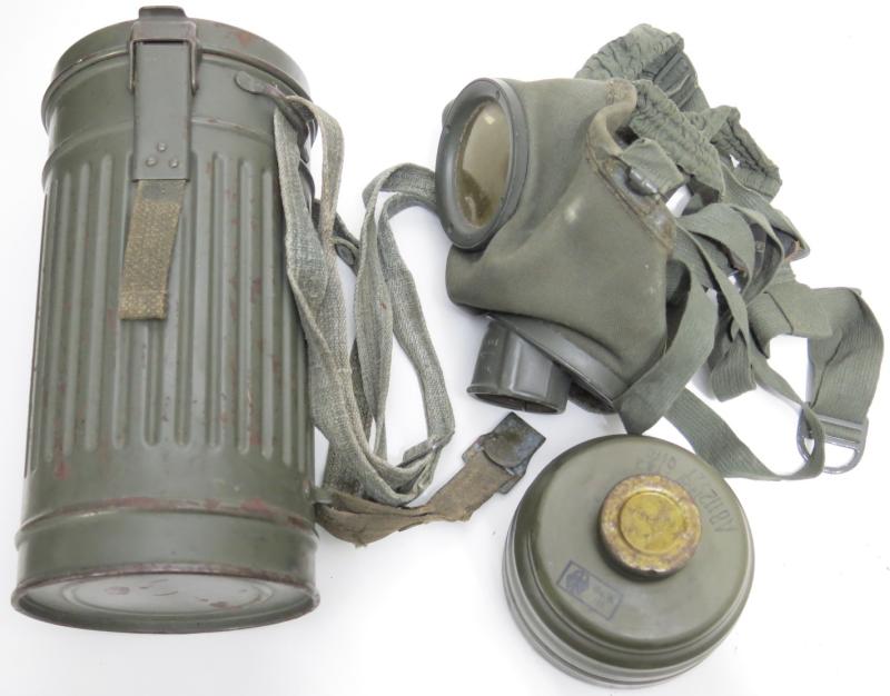 German Legion Condor/Spanish National Army Spanish Civil War Combat Gas Mask Set 1936 Dated And Named To Sargento Bermejo, Very Rare To Find.