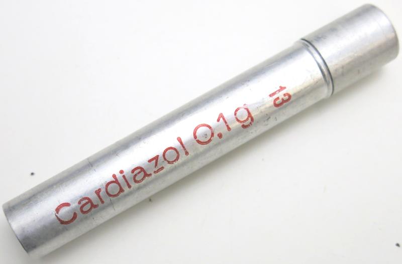 German Wehrmacht Sanitär Aluminium Tablettenröhrchen Medical Pills Tube Cardiazol 0,1 g Empty.