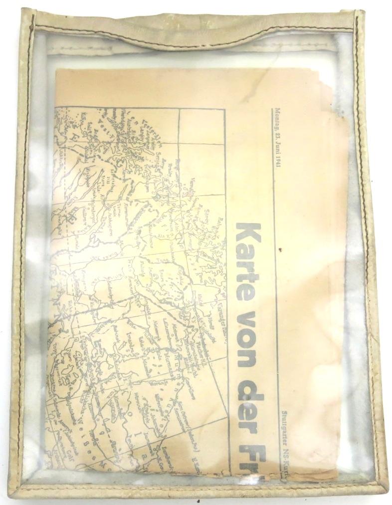 German Wehrmacht Transparent Maps Sleeve For The Meldekartentasche M35 Map Cases, 1936 Dated With A Cool Item Inside.