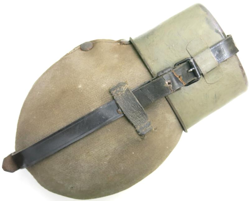 German Wehrmacht Feldflasche M42 Steel Canteen Late War With Gabardine Cover SMM/FWBN 1944.