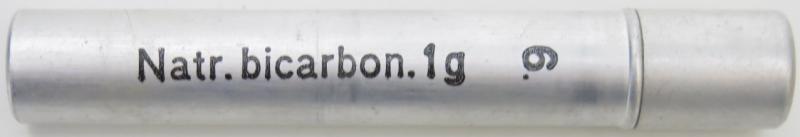 German Wehrmacht Sanitär Aluminium Tablettenröhrchen Medical Pills Tube Natr. bicarbon. 1 g, Empty.