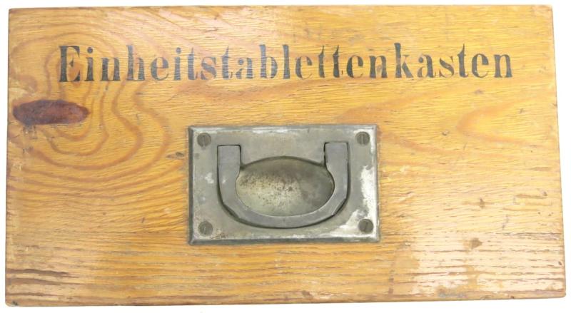 German Wehrmacht Einheitstablettenkasten Pill Box, Empty, But Complete With Rack And Label, Early.