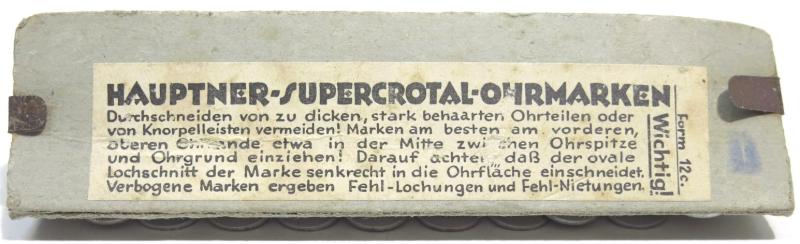 German Wehrmacht Veterinar HAUPTNER-SUPERCROTAL-OHRMARKEN Horse Identification Clamps Set. (2)