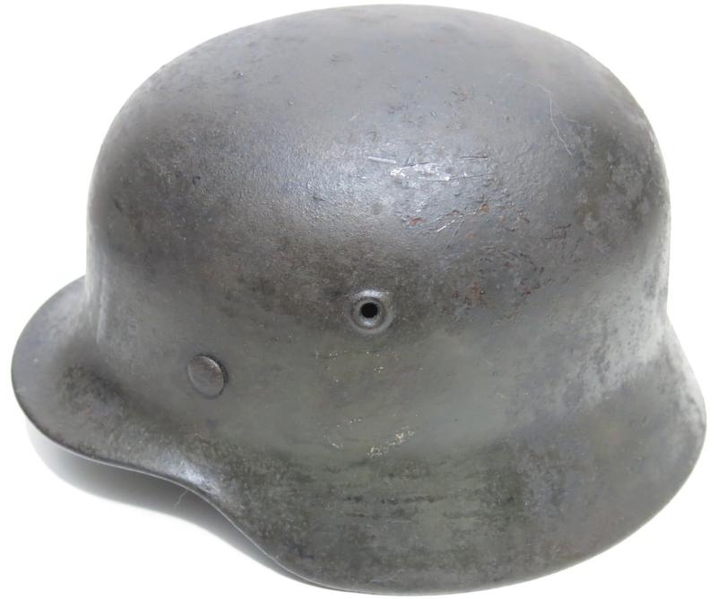 German Wehrmacht Heer M40 Helmet Shell Ex Single Decal ET64, Barn Find Untouched With 1942 Dated Liner Ring.