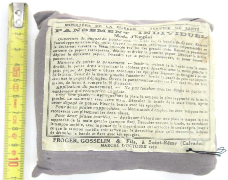 German Wehrmacht/French Pansement Individuel Captured Field Dressing Packet Unused 1939.