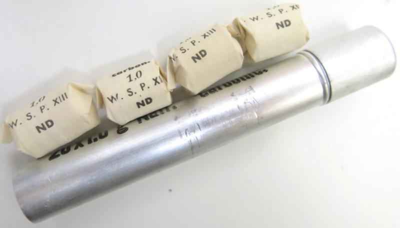 German Wehrmacht Sanitär Aluminium Tablettenröhrchen Medical Pills Tube Natrium carbonic. 1,0 g, Full.