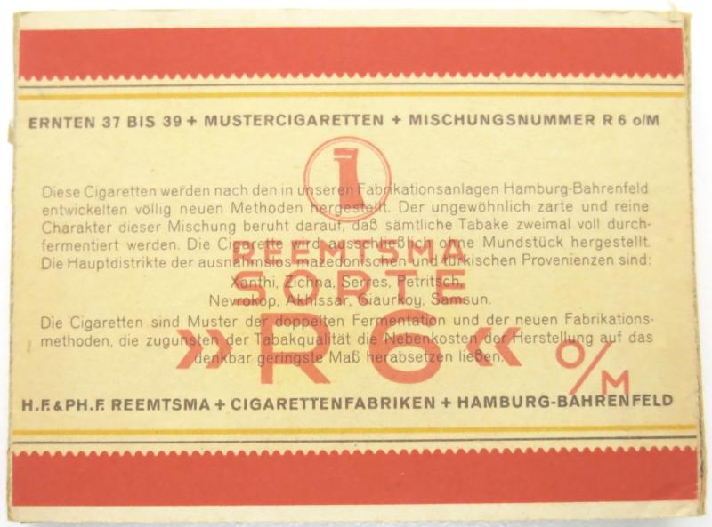 German Wehrmacht REEMISMA SORTE R 6 10 Zigaretten Unopened Box, Rare.