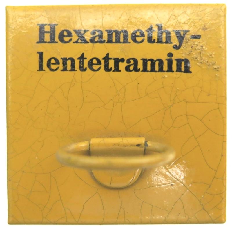 German Wehrmacht Hexamethylentetramin Medical Yellow Tin For Lazarette Field Hospital, Minty Box, Rare One.