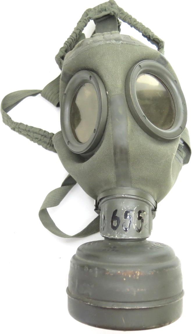 German Wehrmacht Gas Mask GM30 Early Model 1937 Upgraded to GM38 Model In 1942 With Matching Filter.